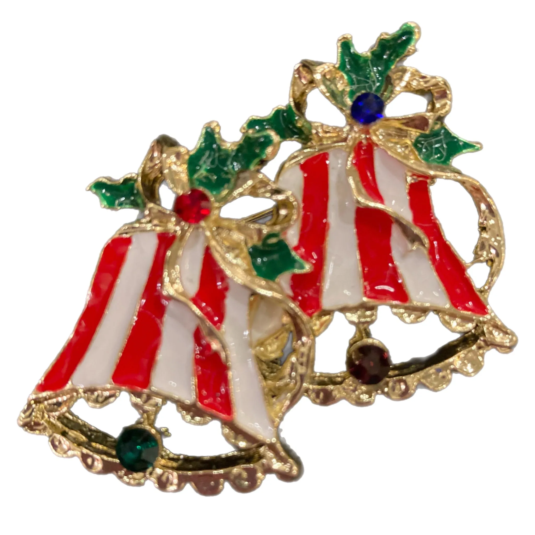 White And Red Double Bell Brooch