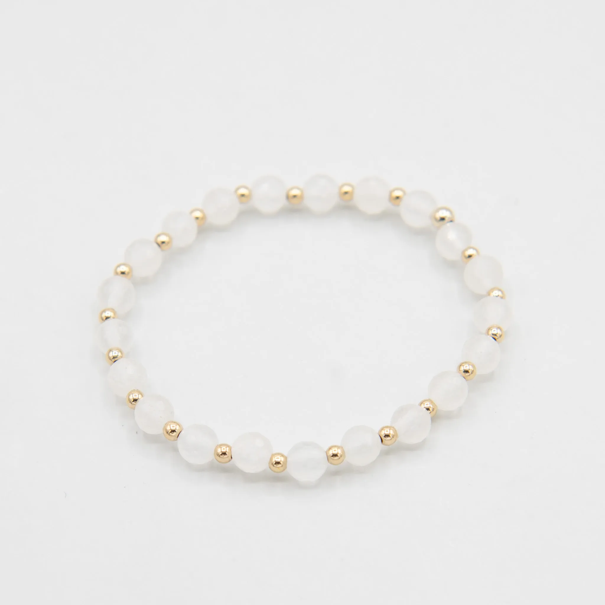 White Jade Beaded Lux Bracelet