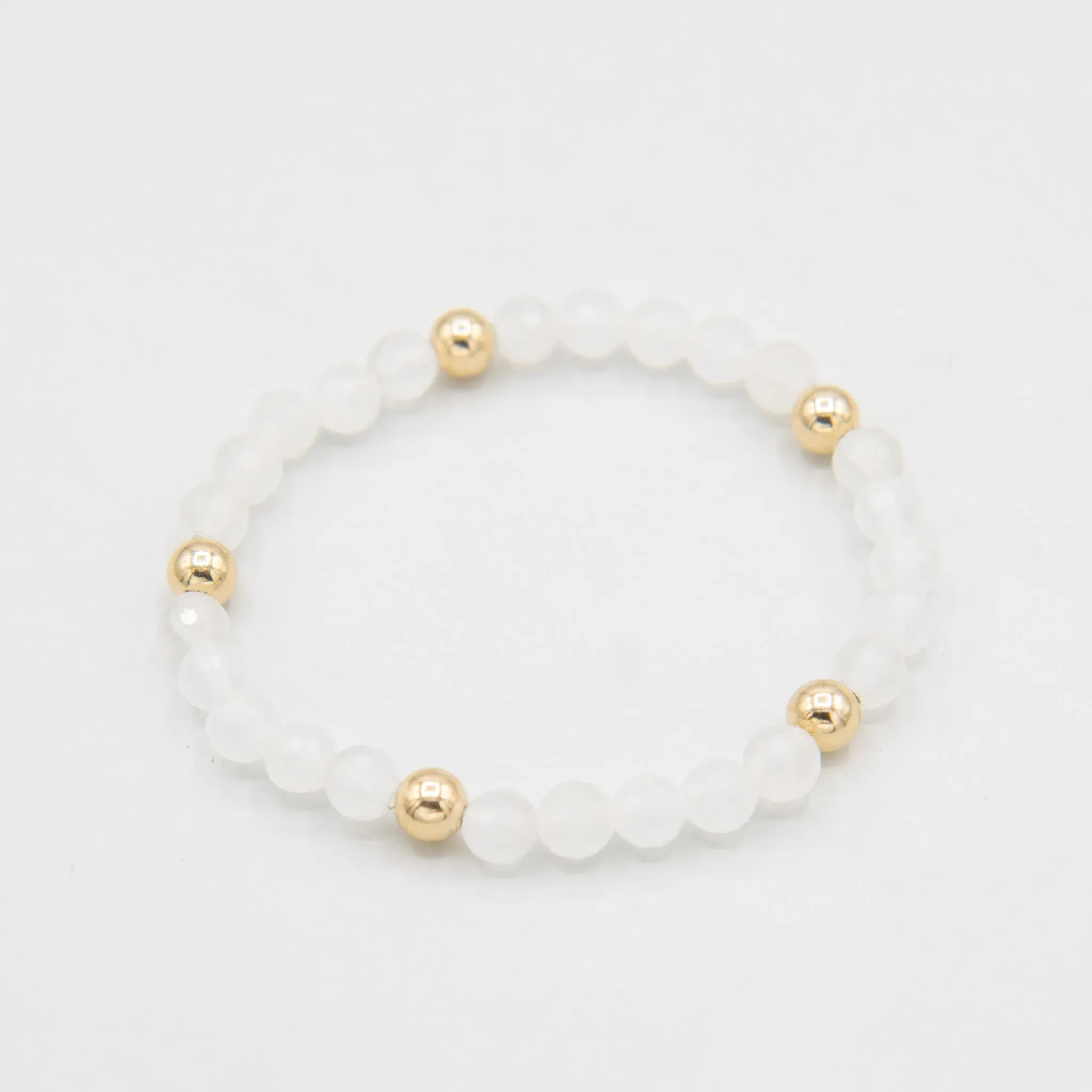 White Jade Beaded Lux Bracelet