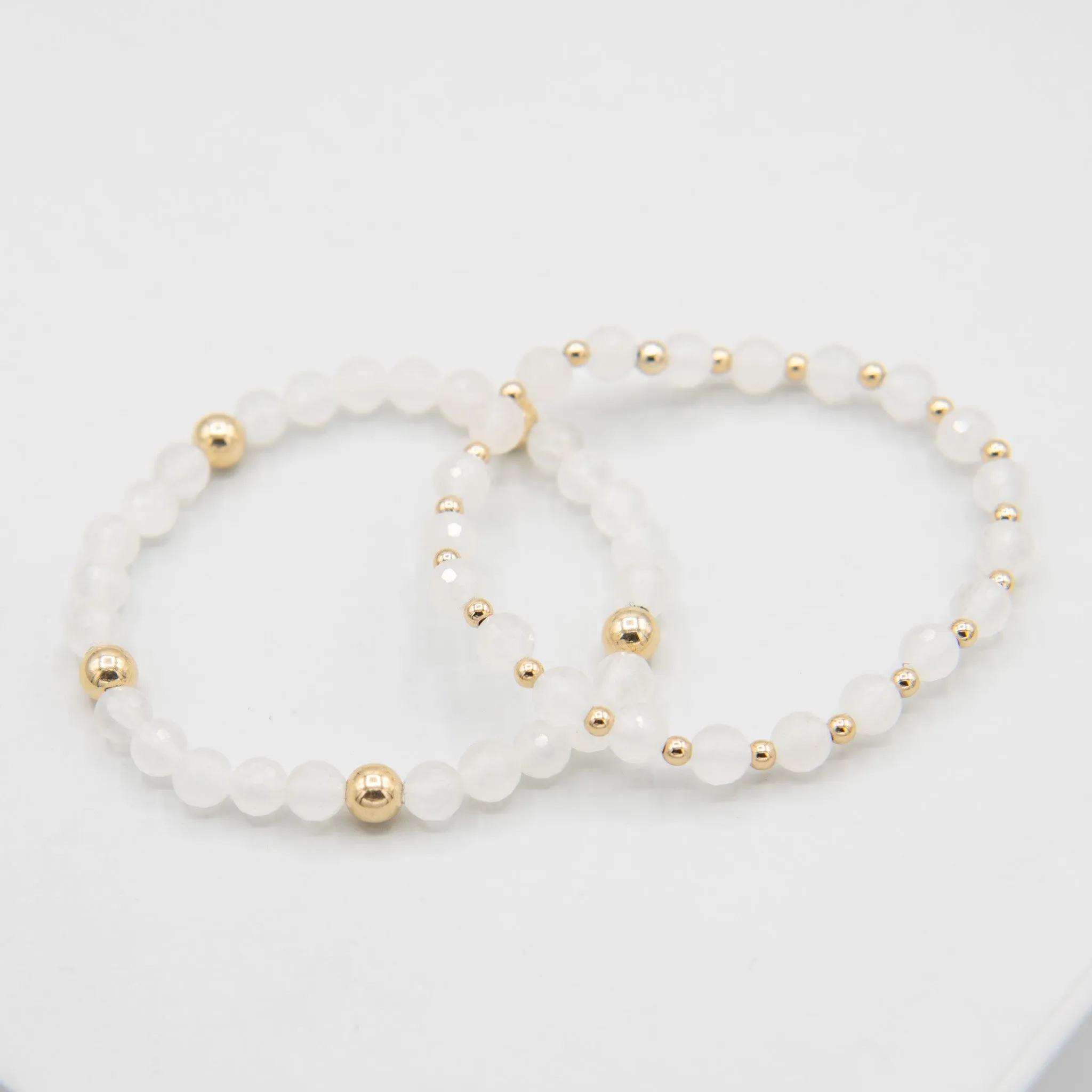 White Jade Beaded Lux Bracelet