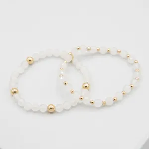 White Jade Beaded Lux Bracelet