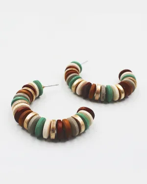 Wood Heishi Bead Earrings