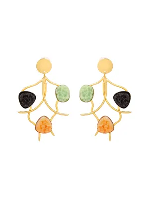 Yellow Chimes Dangler Earrings For Women | Fashion Golden Women Earrings | Multicolor Stone Studded Gold Plated Drop Earrings For Girls | Birthday Gift for Girls Anniversary Gift for Women